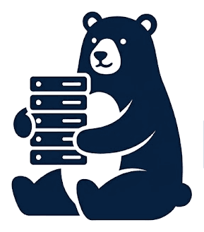 PocketStack bear holding a stack of databases